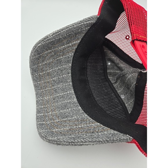 Vintage Von Dutch Red & Gray Striped SnapBack Trucker Hat & Patch Wool Blend - Picture 3 of 6